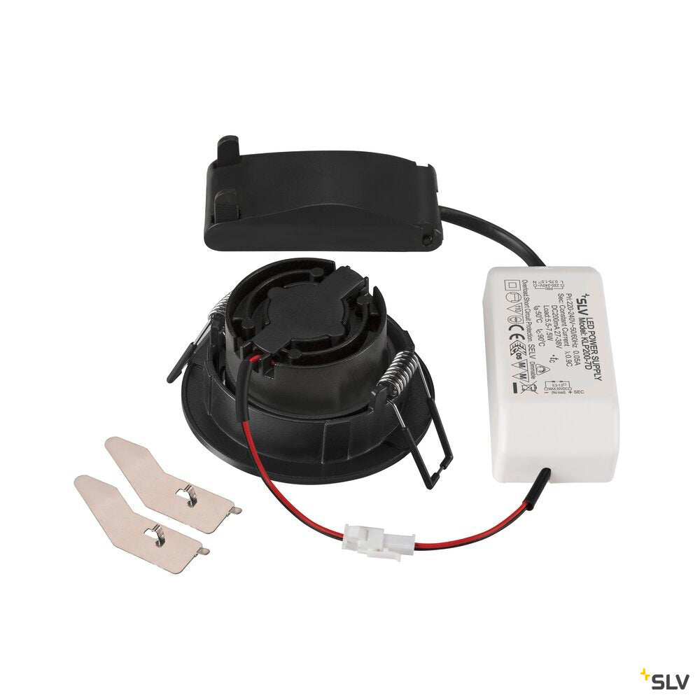 SLV NEW TRIA® 68, recessed ceiling light, 2700K, 60°, IP 20, round, black 1007388