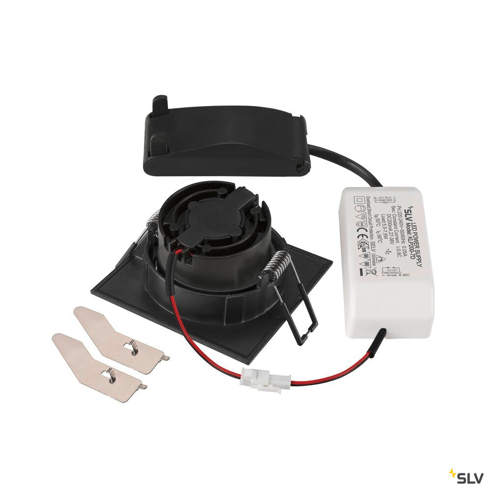SLV NEW TRIA® 68, recessed ceiling light, 2700K, 60°, IP 20, square, black 1007396