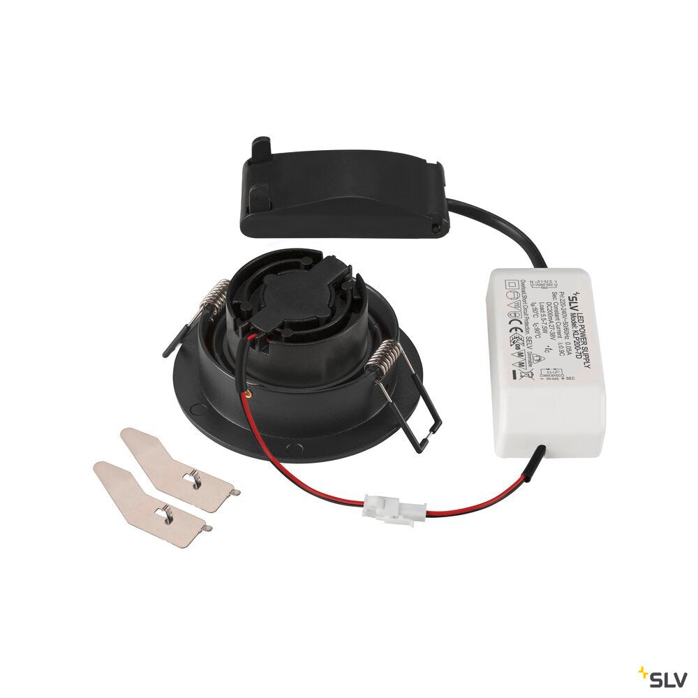 SLV NEW TRIA® 75, recessed ceiling light, 2700K, 38°, IP 20, round, black 1007402