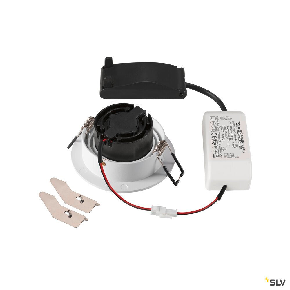SLV NEW TRIA® 75, recessed ceiling light, 3000K, 38°, IP 20, round, white 1007403