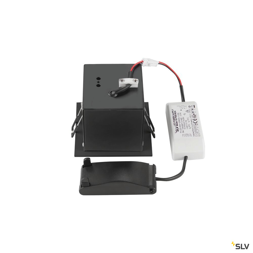 SLV KADUX, recessed ceiling light, single, 3000K, 38°, IP 20, square, black 1007551