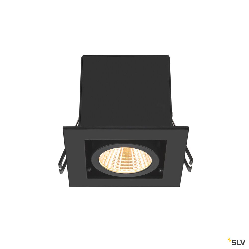 SLV KADUX, recessed ceiling light, single, 3000K, 38°, IP 20, square, black 1007551