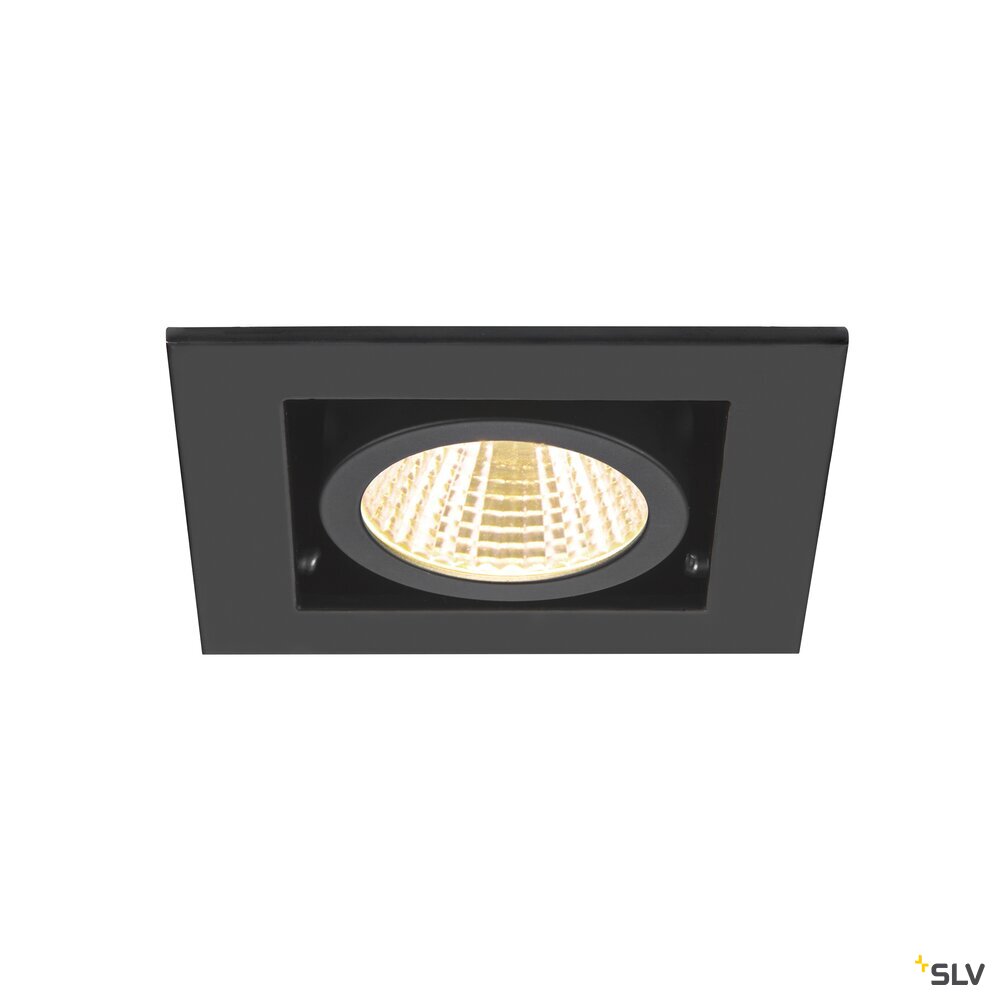 SLV KADUX, recessed ceiling light, single, 3000K, 38°, IP 20, square, black 1007551