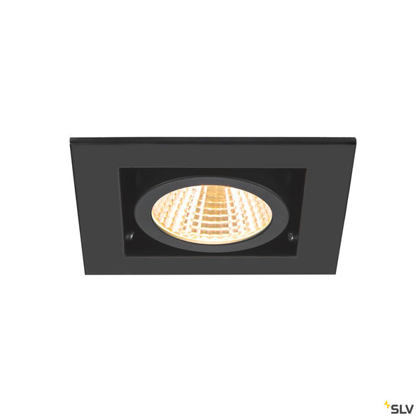SLV KADUX, recessed ceiling light, single, 3000K, 38°, IP 20, square, black 1007551