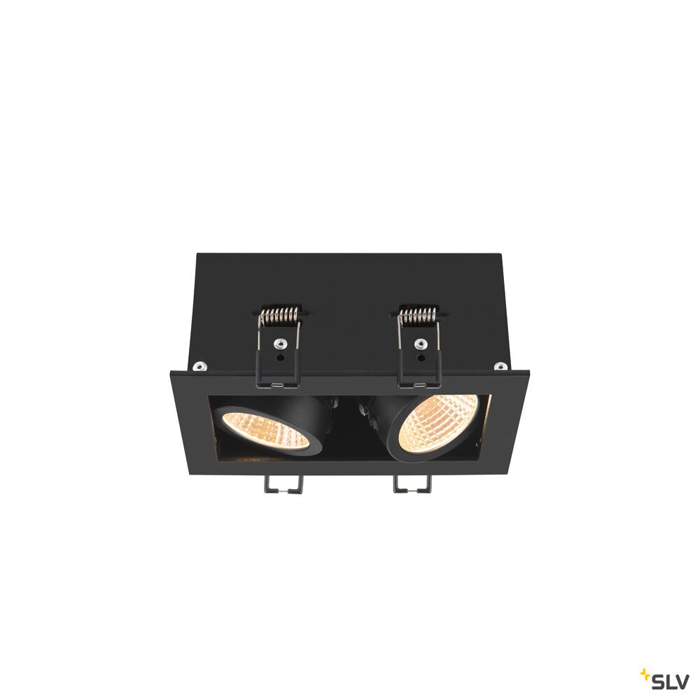 SLV KADUX, recessed ceiling light, double, 3000K, 38°, IP 20, square, black 1007559