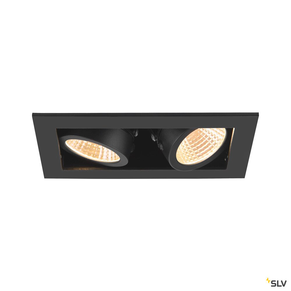 SLV KADUX, recessed ceiling light, double, 3000K, 38°, IP 20, square, black 1007559