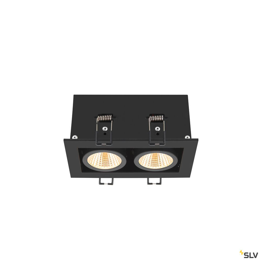 SLV KADUX, recessed ceiling light, double, 3000K, 38°, IP 20, square, black 1007559
