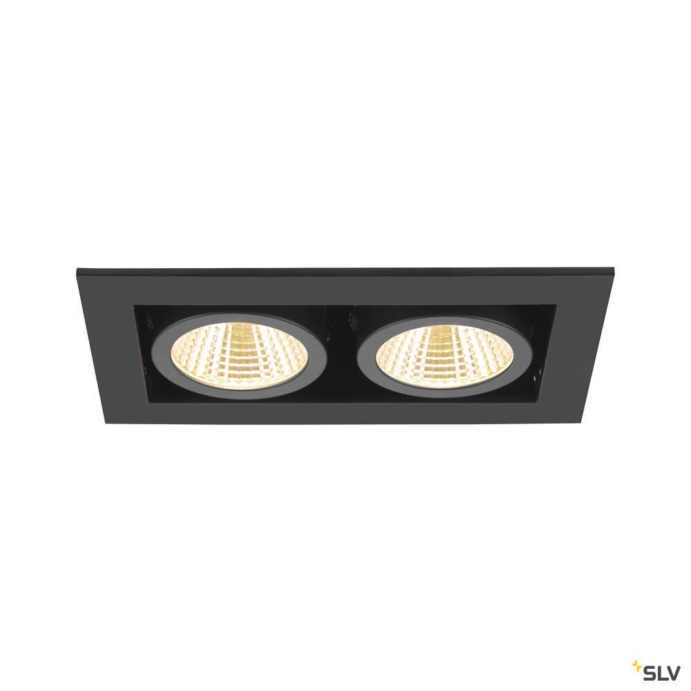 SLV KADUX, recessed ceiling light, double, 3000K, 38°, IP 20, square, black 1007559