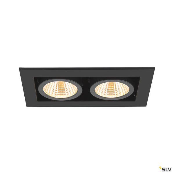 SLV KADUX, recessed ceiling light, double, 3000K, 38°, IP 20, square, black 1007559