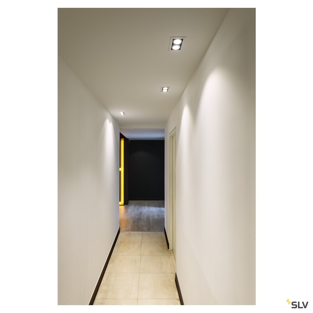 SLV KADUX, recessed ceiling light, double, 3000K, 38°, IP 20, square, white 1007560