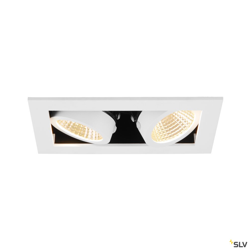 SLV KADUX, recessed ceiling light, double, 3000K, 38°, IP 20, square, white 1007560