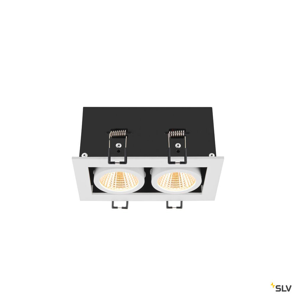 SLV KADUX, recessed ceiling light, double, 3000K, 38°, IP 20, square, white 1007560