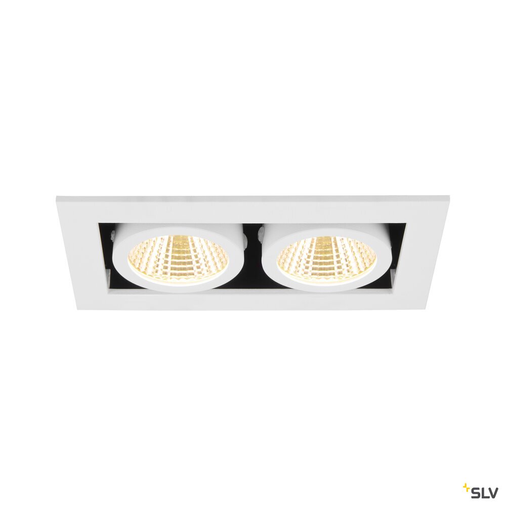 SLV KADUX, recessed ceiling light, double, 3000K, 38°, IP 20, square, white 1007560