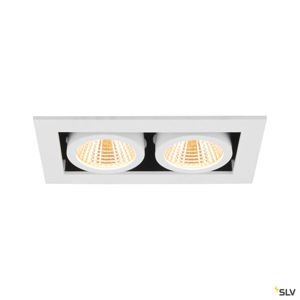 SLV KADUX, recessed ceiling light, double, 3000K, 38°, IP 20, square, white 1007560