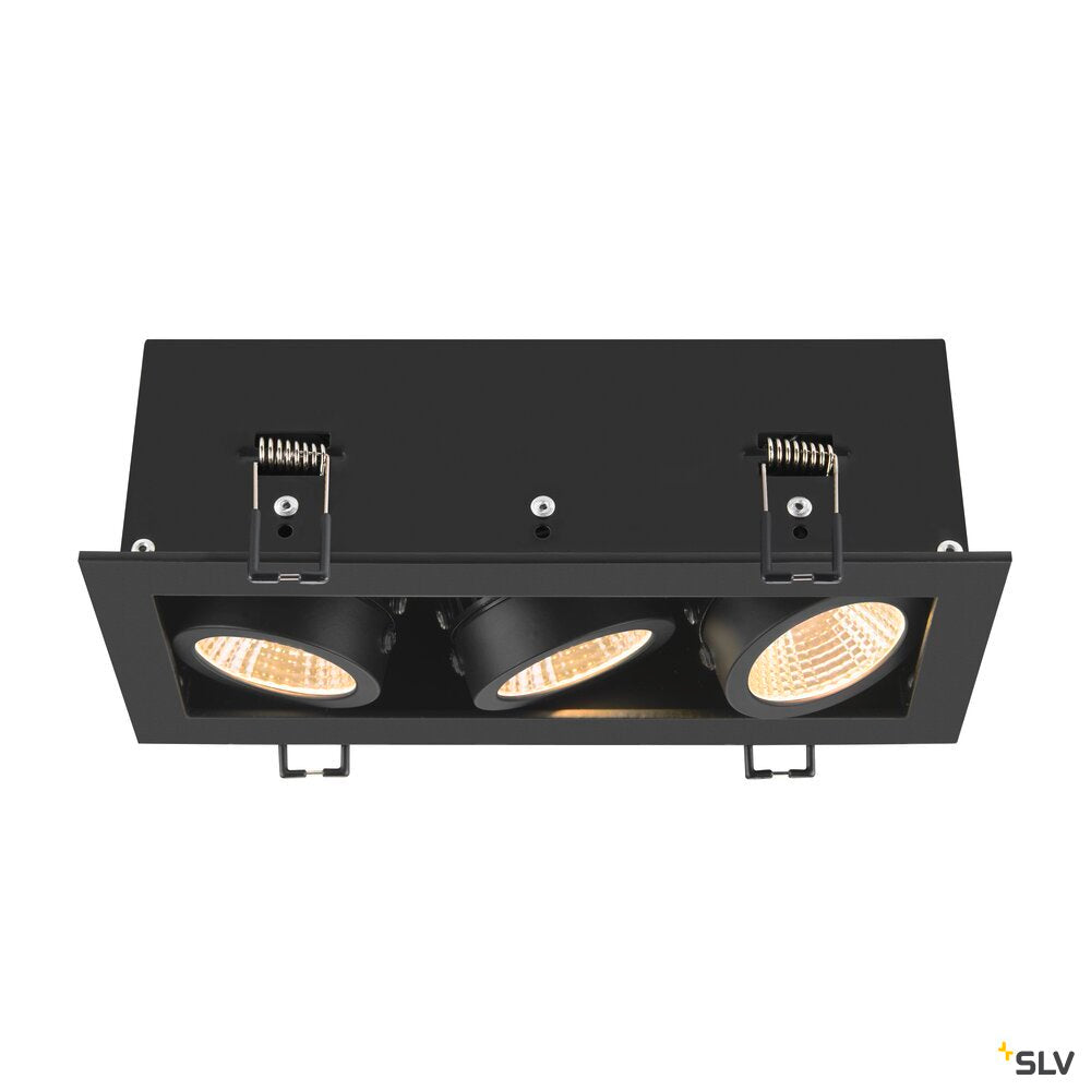 SLV KADUX, recessed ceiling light, triple, 3000K, 38°, IP 20, square, black 1007567