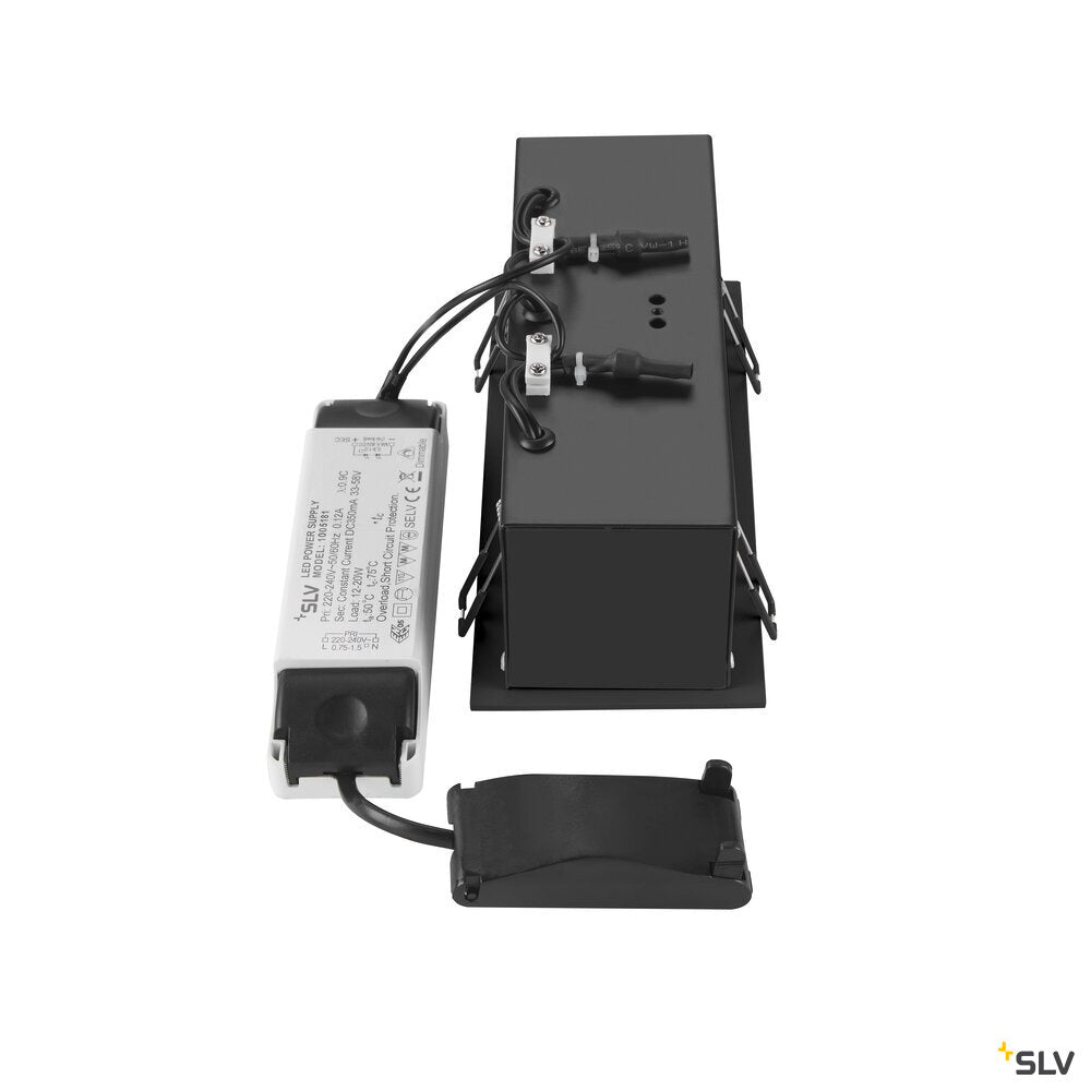 SLV KADUX, recessed ceiling light, triple, 3000K, 38°, IP 20, square, black 1007567