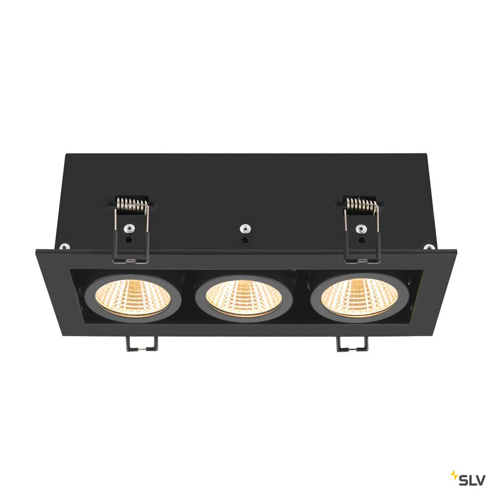 SLV KADUX, recessed ceiling light, triple, 3000K, 38°, IP 20, square, black 1007567