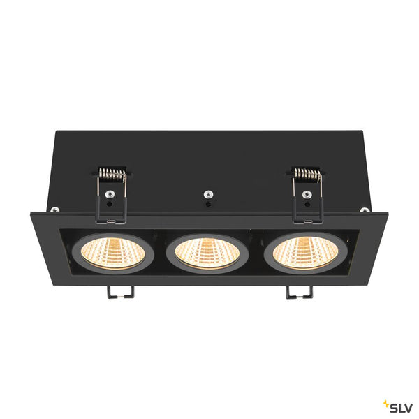 SLV KADUX, recessed ceiling light, triple, 3000K, 38°, IP 20, square, black 1007567