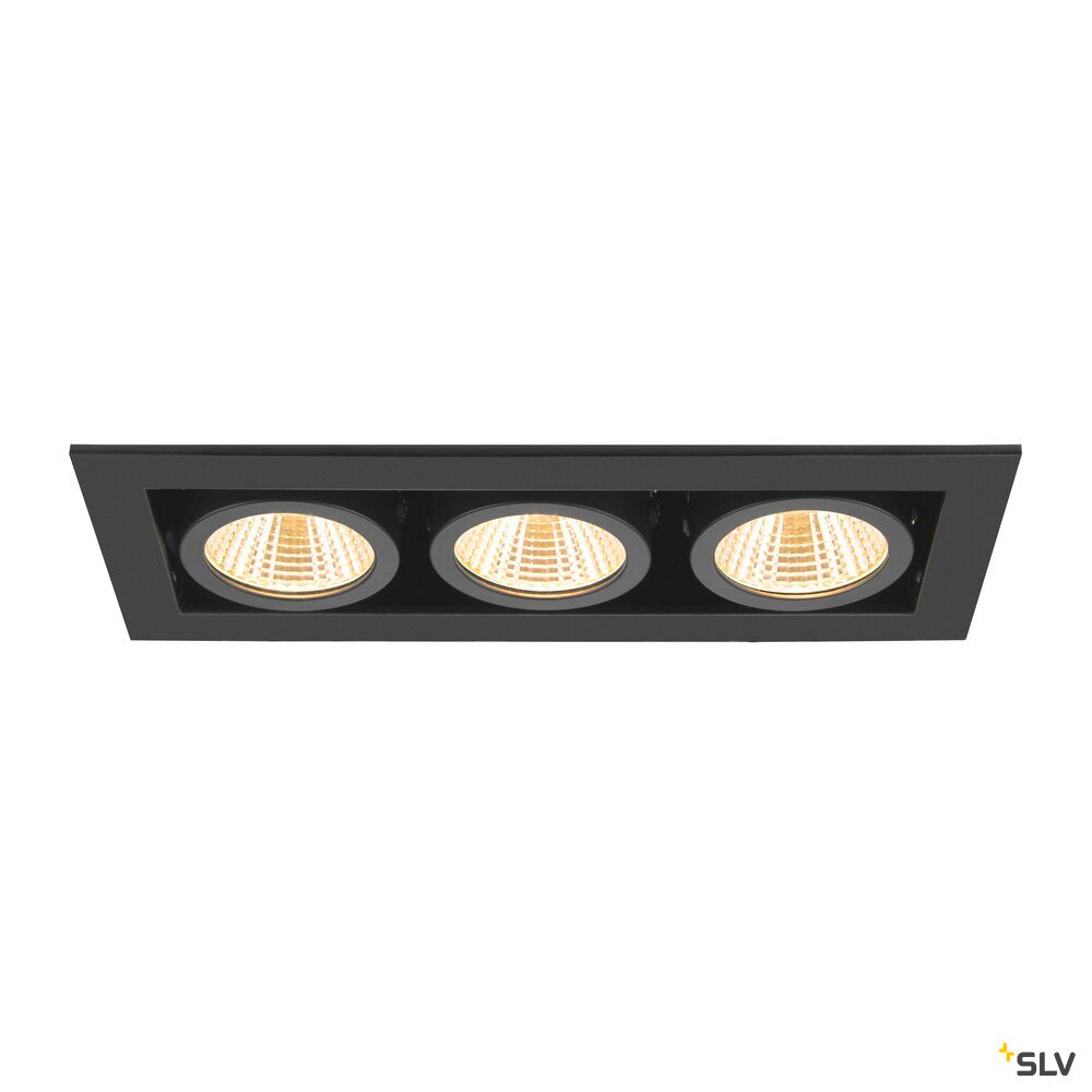 SLV KADUX, recessed ceiling light, triple, 3000K, 38°, IP 20, square, black 1007567