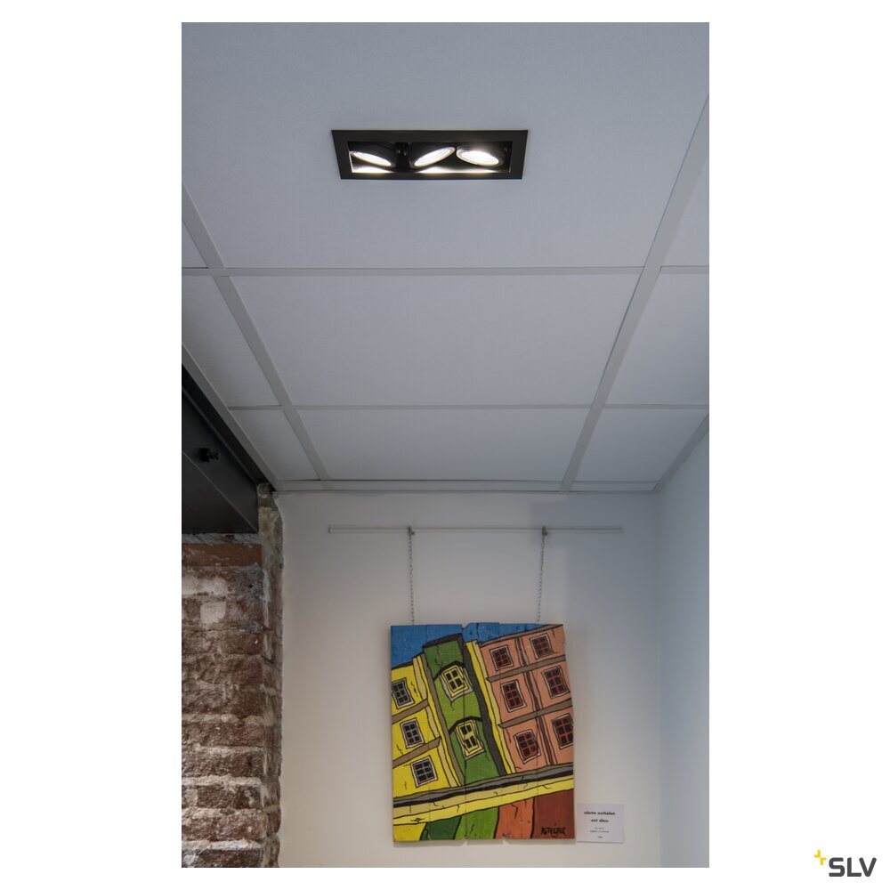SLV KADUX, recessed ceiling light, triple, 3000K, 38°, IP 20, square, black 1007567