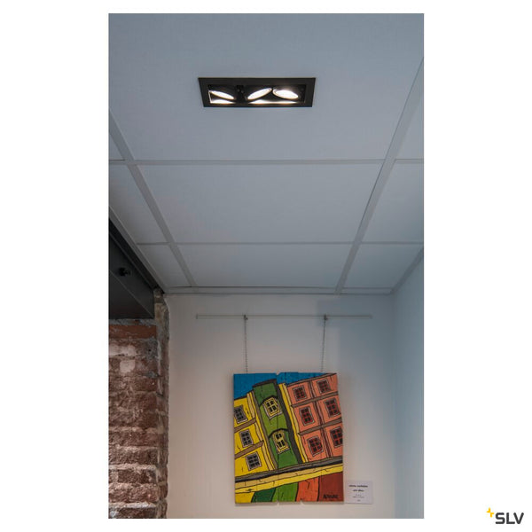 SLV KADUX, recessed ceiling light, triple, 3000K, 38°, IP 20, square, black 1007567