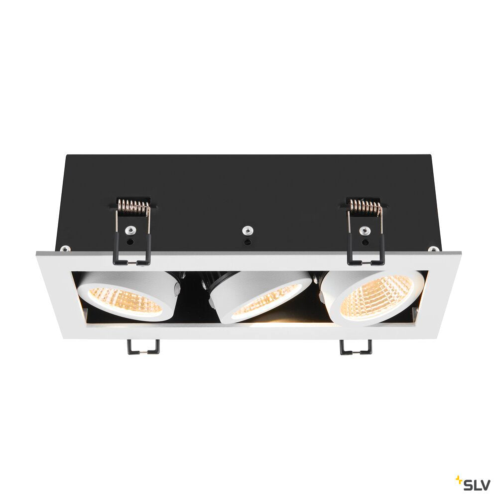 SLV KADUX, recessed ceiling light, triple, 3000K, 38°, IP 20, square, white 1007568