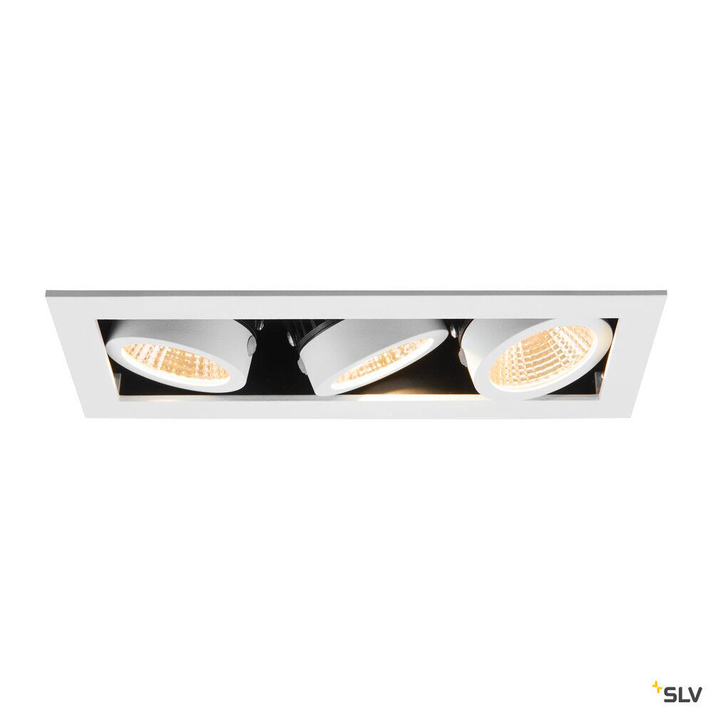SLV KADUX, recessed ceiling light, triple, 3000K, 38°, IP 20, square, white 1007568