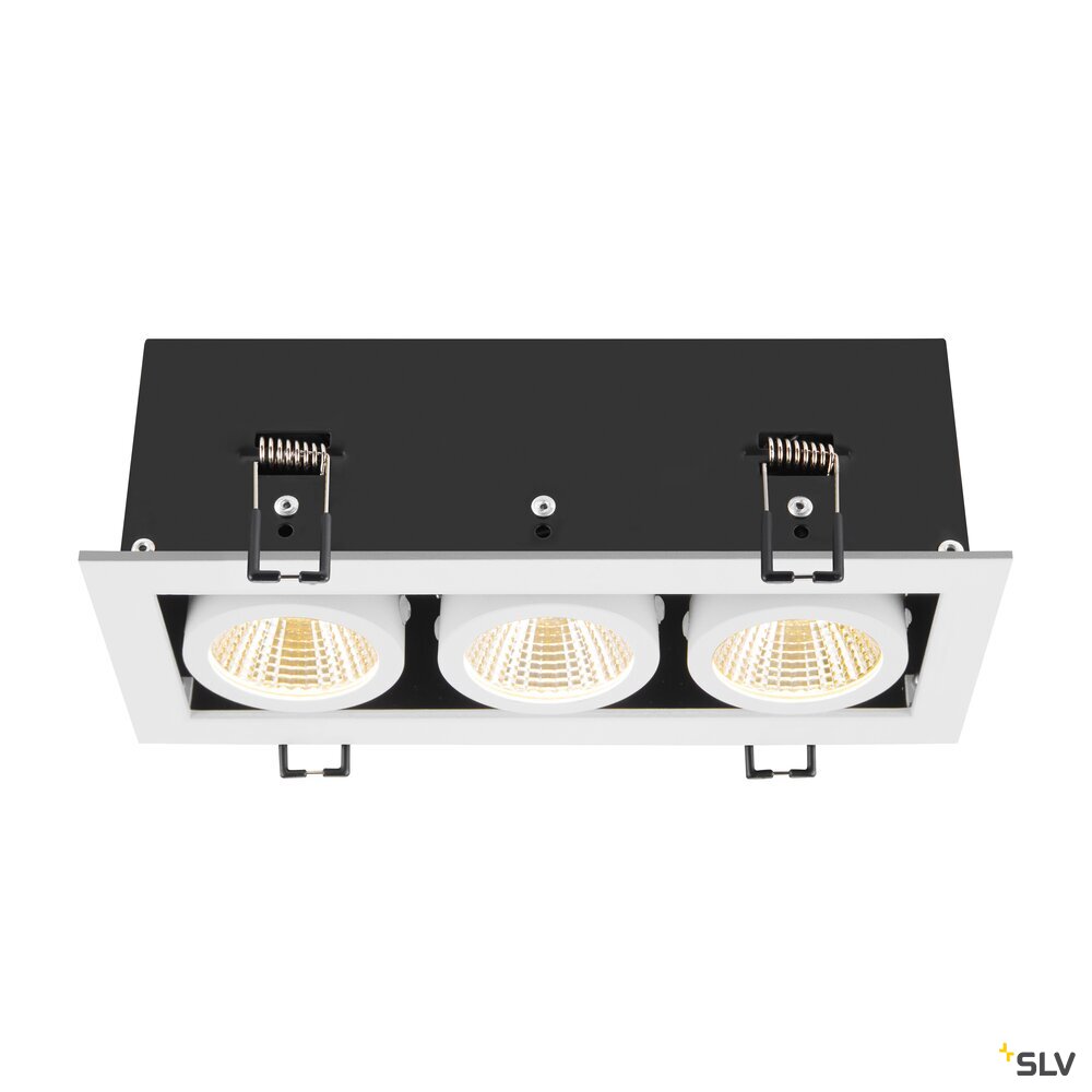 SLV KADUX, recessed ceiling light, triple, 3000K, 38°, IP 20, square, white 1007568