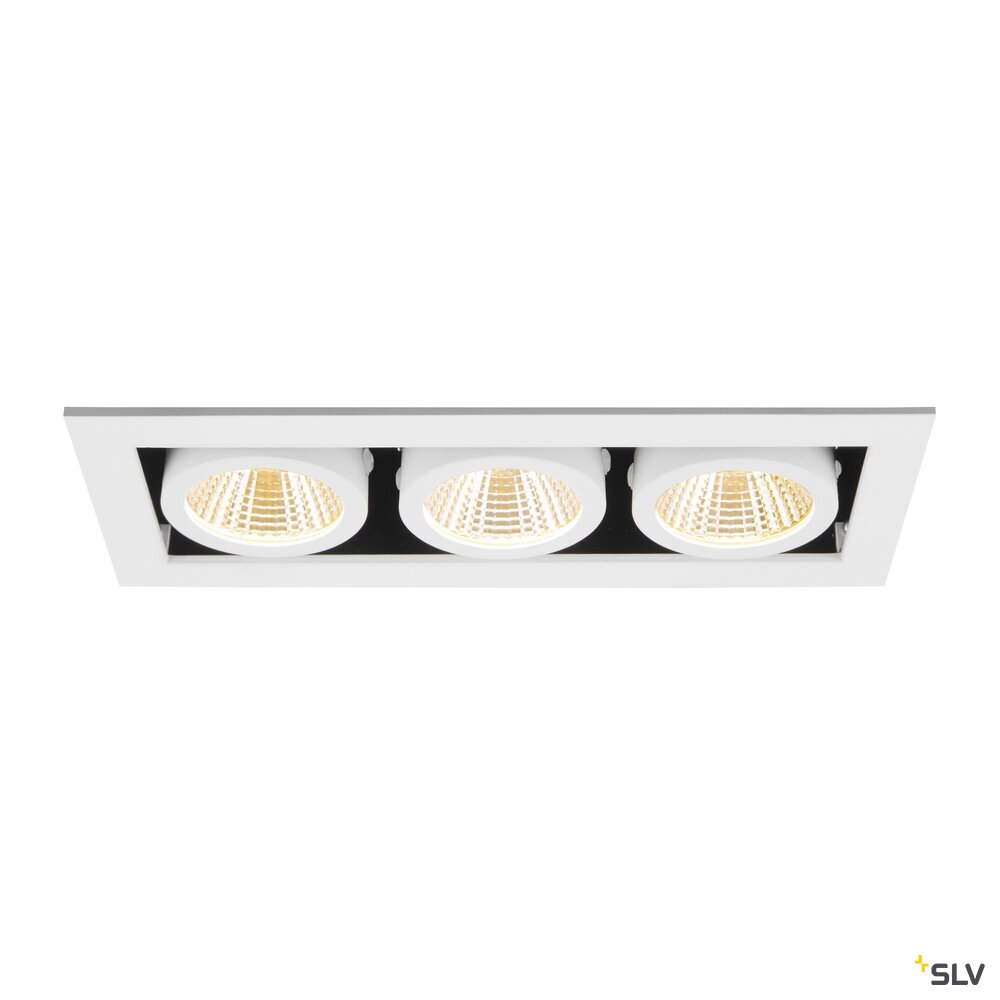 SLV KADUX, recessed ceiling light, triple, 3000K, 38°, IP 20, square, white 1007568