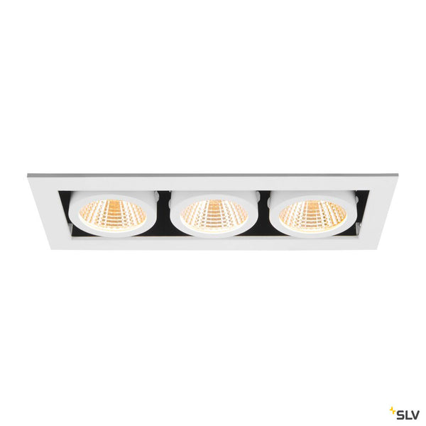 SLV KADUX, recessed ceiling light, triple, 3000K, 38°, IP 20, square, white 1007568