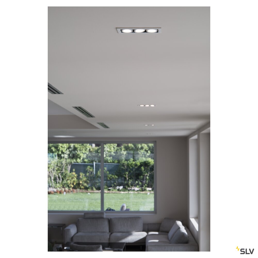 SLV KADUX, recessed ceiling light, triple, 3000K, 38°, IP 20, square, white 1007568