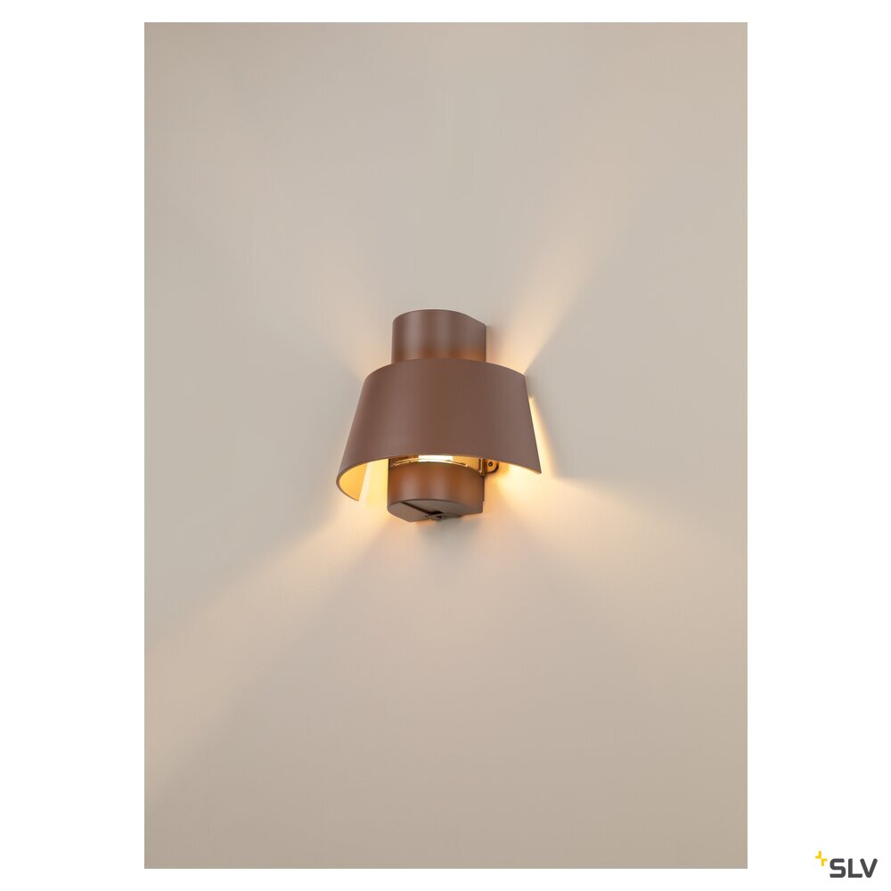 SLV PHOTONI, wall-mounted light, conical, 1x max. 13W, E27, rust 1007581