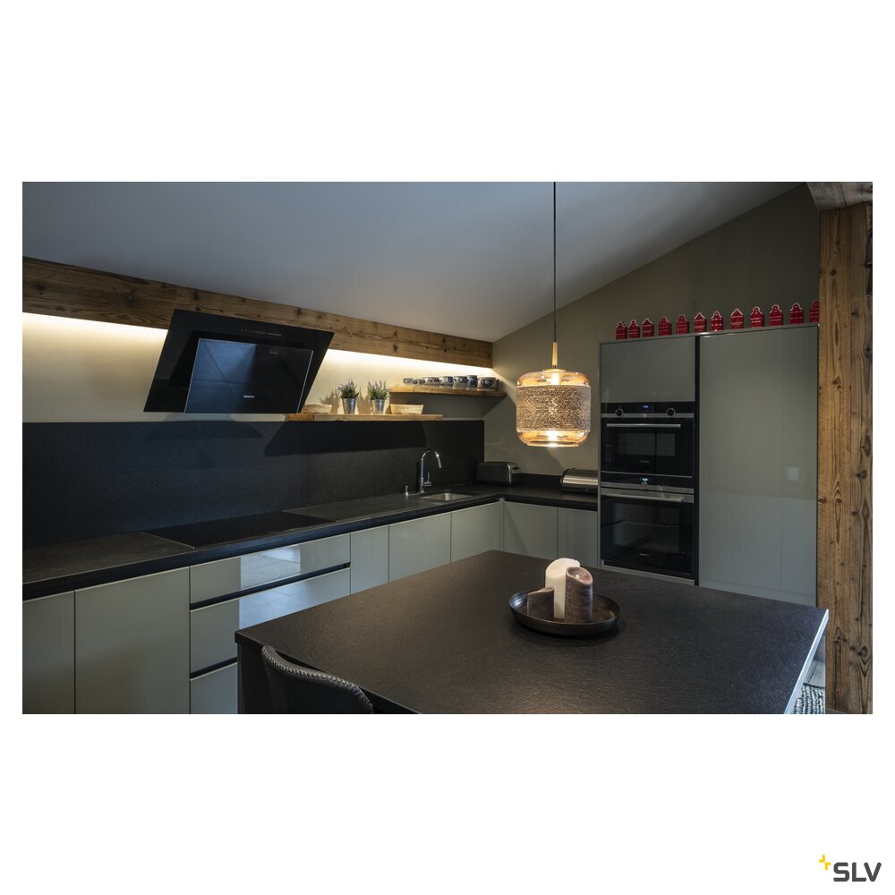 SLV PANTILO ROPE 20, pendant light, 250cm, E27, 15W, gold 1007589
