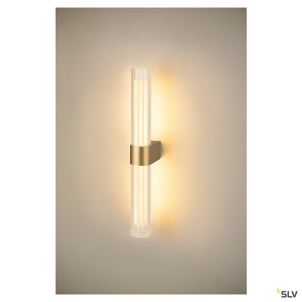 SLV LYGANT double, wall-mounted light, 3000K, 11W, brass 1007616