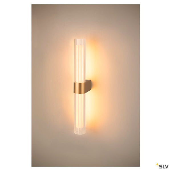 SLV LYGANT double, wall-mounted light, 3000K, 11W, brass 1007616