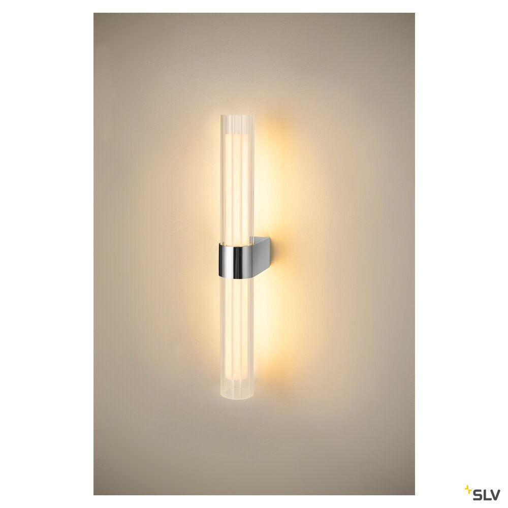 SLV LYGANT double, wall-mounted light, 3000K, 11W, chrome 1007619