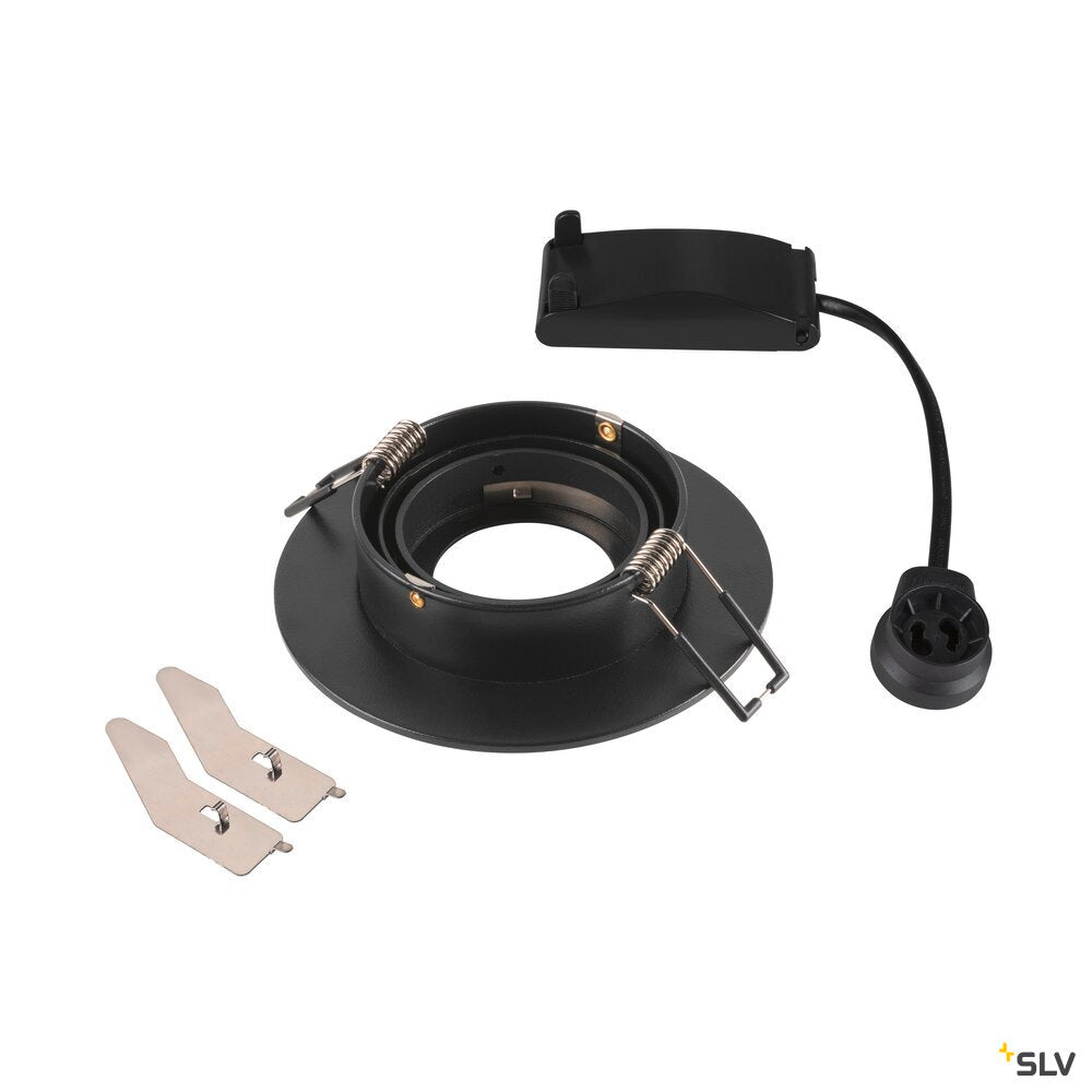 SLV NEW TRIA® 75 XL, recessed ceiling light, round, max. 10W , GU10, black 1007625