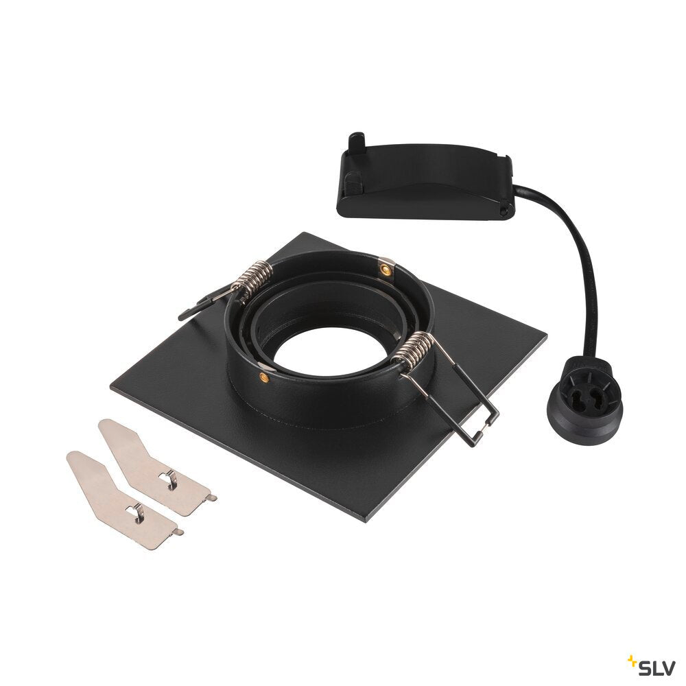 SLV NEW TRIA® 75 XL, recessed ceiling light, square, max. 10W , GU10, black 1007628