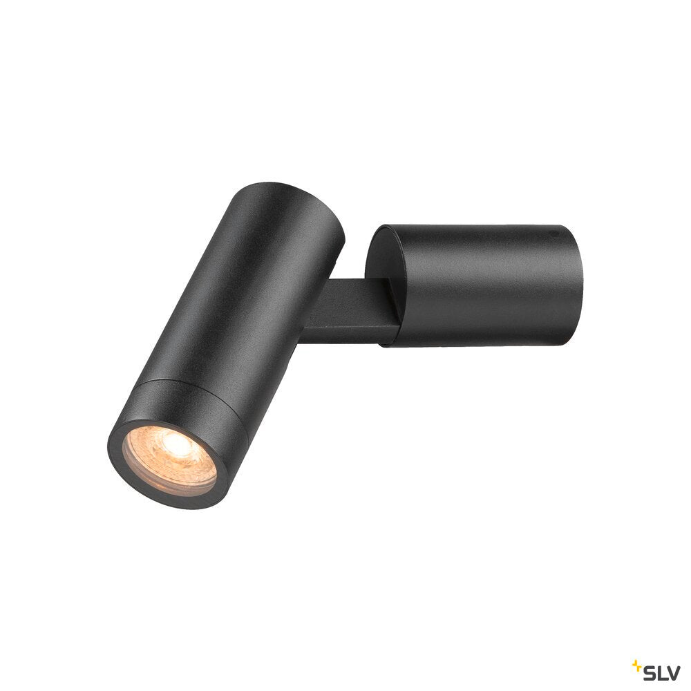 SLV S-TUBE, wall-mounted light, round, GU10, 1x max. 10 W, black 1007653
