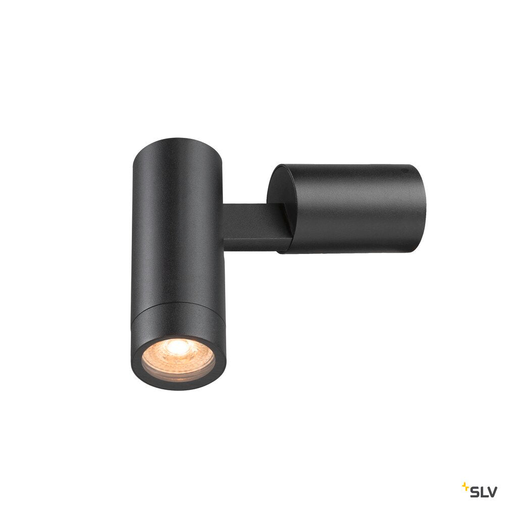 SLV S-TUBE, wall-mounted light, round, GU10, 1x max. 10 W, black 1007653