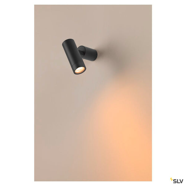 SLV S-TUBE, wall-mounted light, round, GU10, 1x max. 10 W, black 1007653