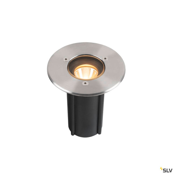 SLV DASAR® S, recessed floor light, round, 4W, 3000K, 24°, IP67, cylindrical, anthracite 1007680