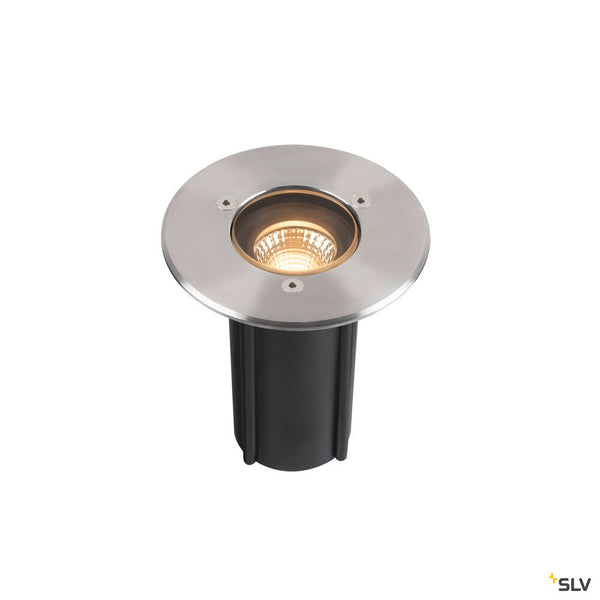 SLV DASAR® S, recessed floor light, round, 4W, 3000K, 24°, IP67, cylindrical, anthracite 1007680