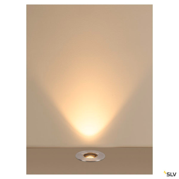 SLV DASAR® S, recessed floor light, round, 4W, 3000K, 24°, IP67, cylindrical, anthracite 1007680