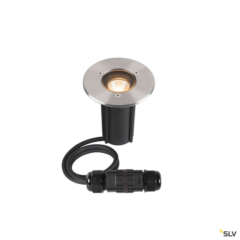 SLV DASAR® S, recessed floor light, round, 4W, 3000K, 24°, IP67, cylindrical, anthracite 1007680