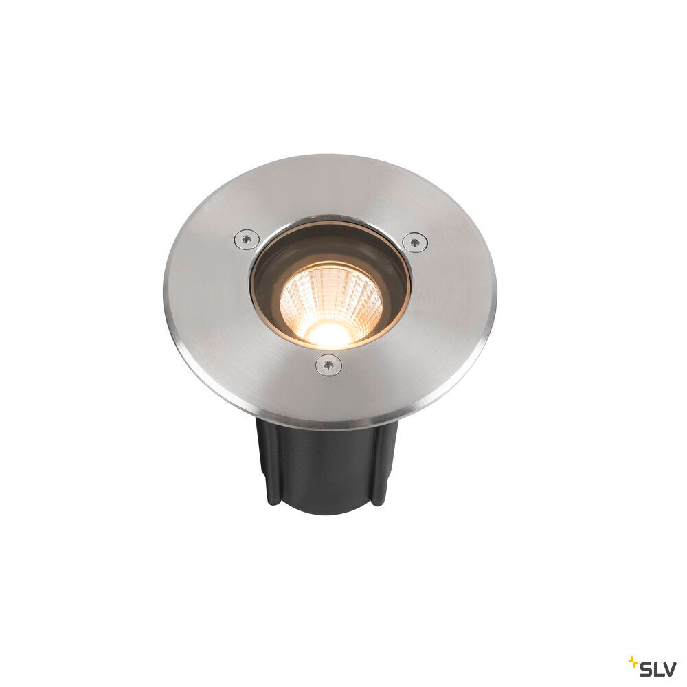 SLV DASAR® S, recessed floor light, round, 4W, 3000K, 24°, IP67, cylindrical, anthracite 1007680