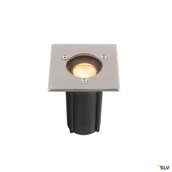 SLV DASAR® S, recessed floor light, square, 4W, 3000K, 24°, IP67, cylindrical, anthracite 1007681
