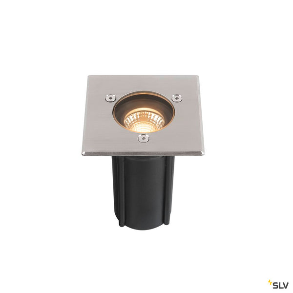 SLV DASAR® S, recessed floor light, square, 4W, 3000K, 24°, IP67, cylindrical, anthracite 1007681