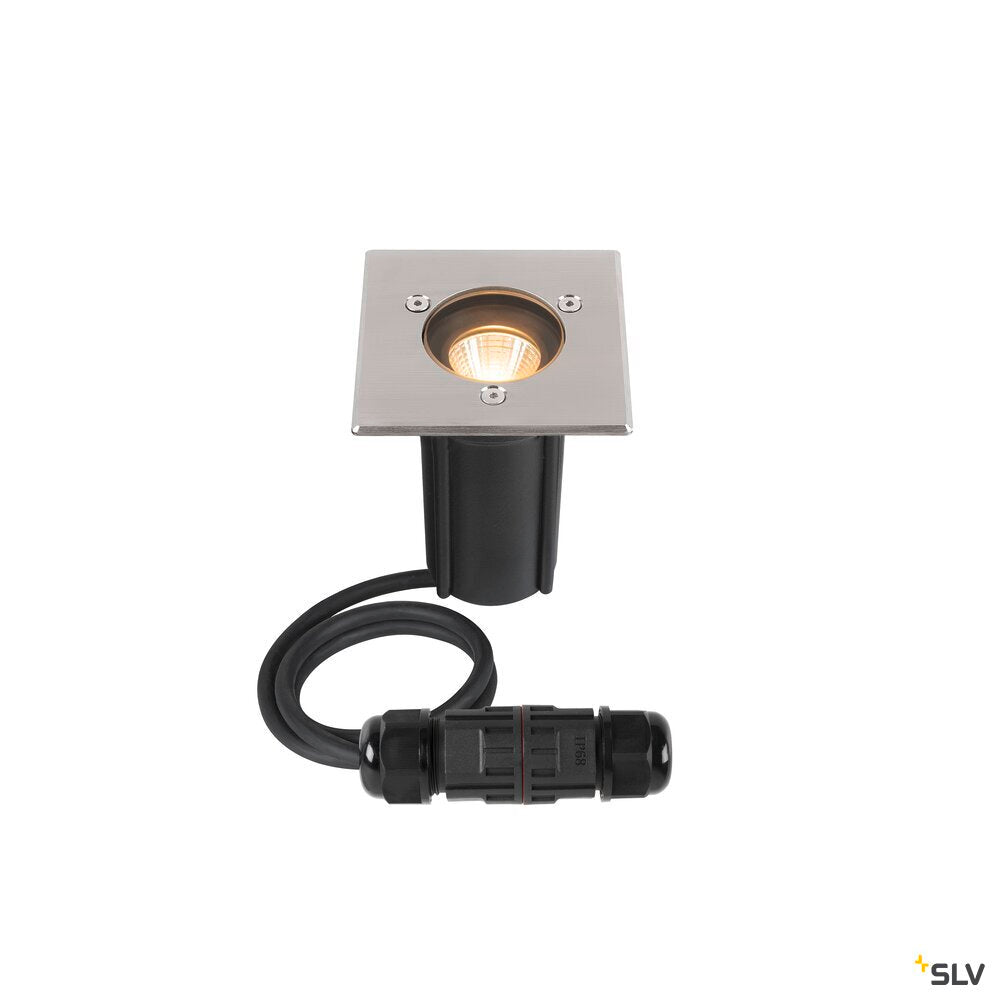 SLV DASAR® S, recessed floor light, square, 4W, 3000K, 24°, IP67, cylindrical, anthracite 1007681