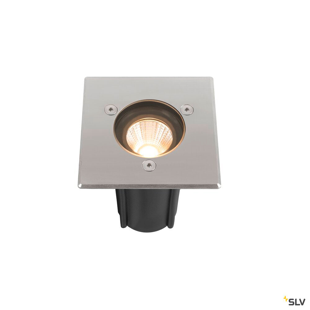 SLV DASAR® S, recessed floor light, square, 4W, 3000K, 24°, IP67, cylindrical, anthracite 1007681